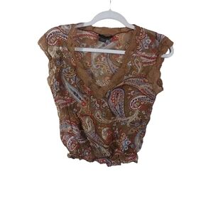 BCBGMaxAzria Ladies Sleeveless Paisley Print Silk Top- size S